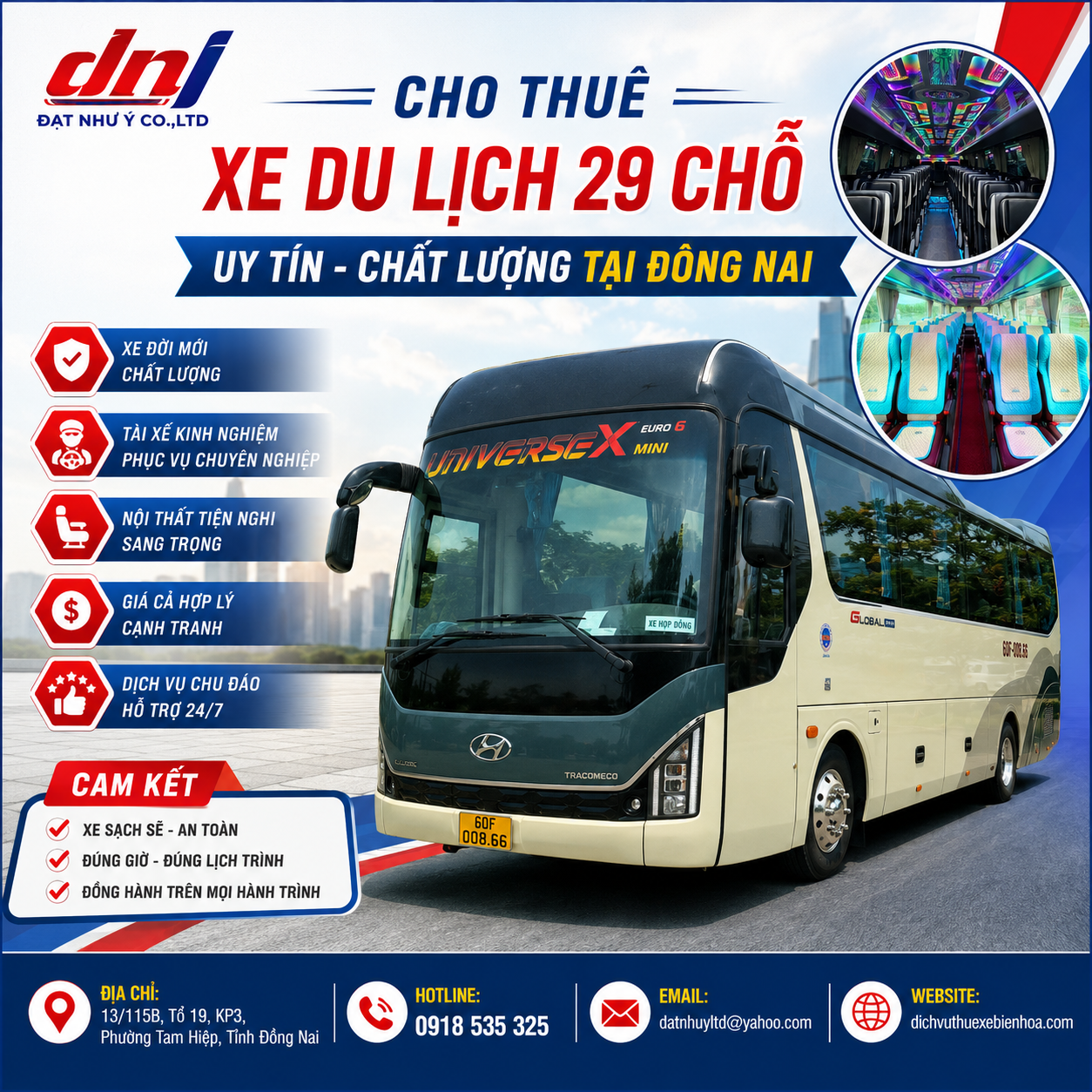 thuê xe du lịch 29 chỗ Biên Hòa